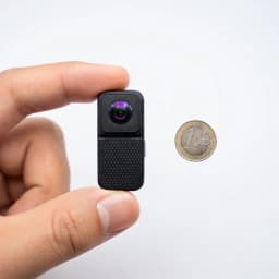 Camera next to a one-euro coin for scale